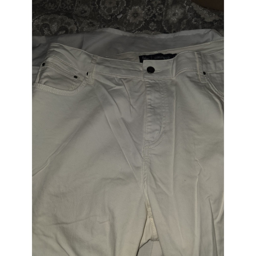 Boden Denim Girlfriend Pantswhite With Black Embroidery Down‎ Side Of Each... - Picture 5 of 6